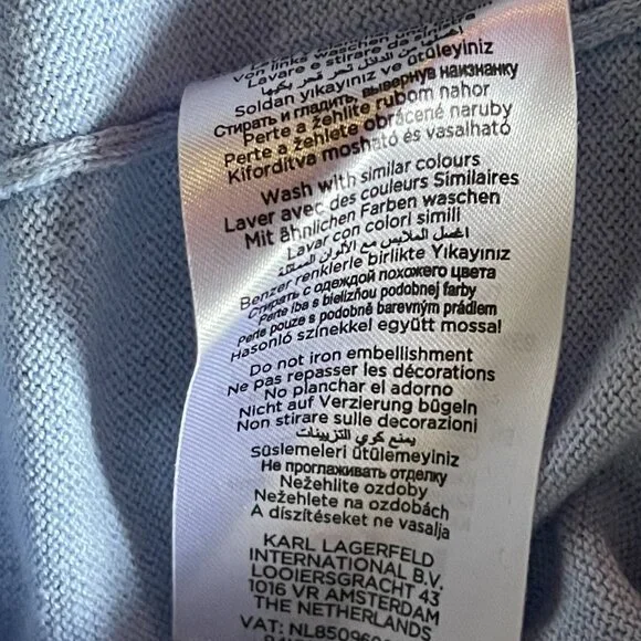 NWOT Karl Lagerfeld Blue Cotton /Cashmere Crew Neck Sweaters - Picture 9 of 9